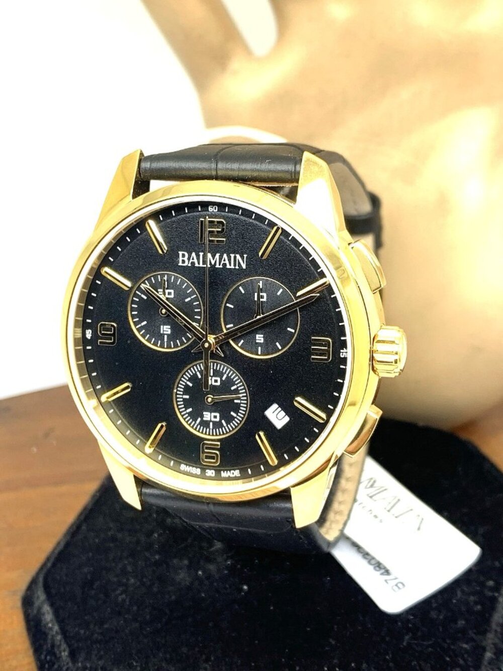 Balmain Men's Watch B74803264 Madrigal Swiss Quartz Chronograph Gold Black 44mm